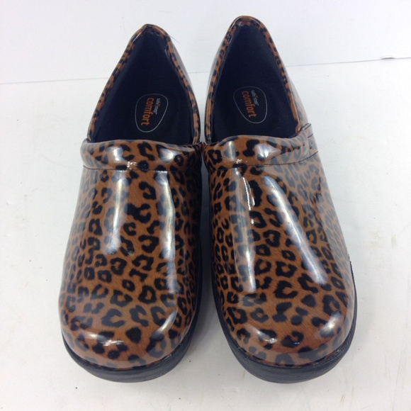 Saf T Strap Shoes - Safe T Step Gretchen Clogs 12 Leopard Professional
